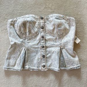 Anthropologie Pilcro Buttondown Corset in Light Denim